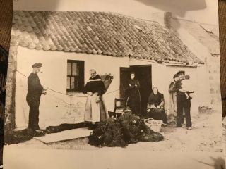 Vintage Photograph Scottish Fishing Family Large Size