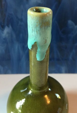 Vintage Mid Century NAPCOWARE Green Drip Glaze Art Pottery Planter Bud Vase 7 