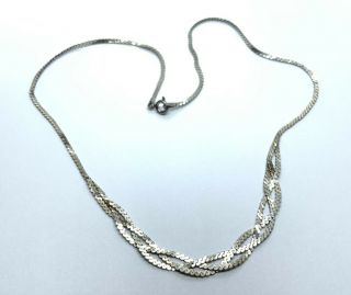 Vintage Sterling Silver Braided Center S Link 17.  75” Chain Necklace (6.  4g)