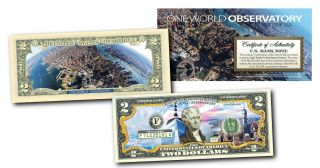 One World Observatory Colorized $2 Bill U.  S.  Legal Tender World Trade Center Wtc