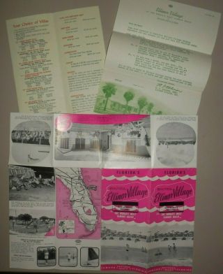 Late 1940s Ellinor Village Daytona Beach Brochure,  Rate Sheet,  Letter