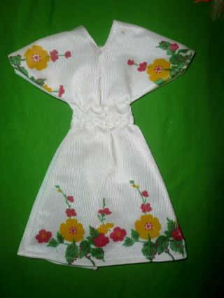 Vintage White With Floral Print Wide Sleeve Dress To Fit Barbie
