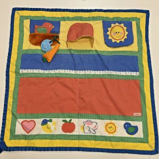 Vintage 1985 Playskool Fold N Go Baby Activity Play Mat Blanket Quilt Squeaker