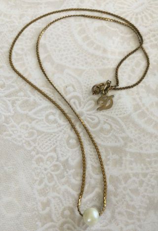 Gorgeous Rare Estate Vintage Gold Filled Sliding Pearl Necklace 16.  5 " Bl24