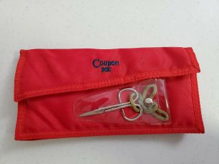 Coupon Pac Clutch Vintage Holder Pouch With Scissors Organizer Pack Red