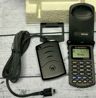 Vintage Motorola Startac St7868w Flip Cell Phone - Verizon - W/ Charger & Box