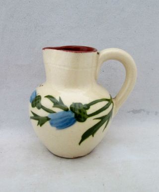 Vintage Aller Vale Pottery,  Torquay,  Small Cream Jug Blue Thistles Bonjour C1900