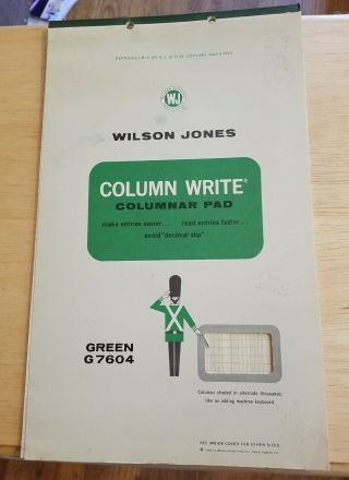 Vintage Wilson Jones Company Columnar Pad Column Write Green G 7604 1968 Sc