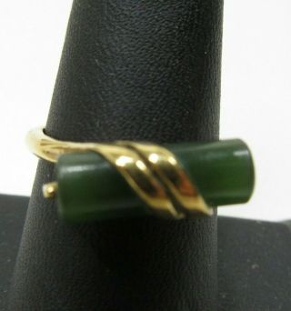 Vintage Avon Faux Jade Gold Tone Ring Size 8 Signed - F98