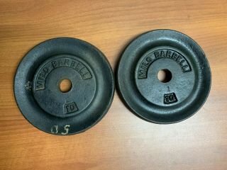 2 Vintage Milo Barbell Plates 10 Lb Standard Weights Barbell 20lbs Total