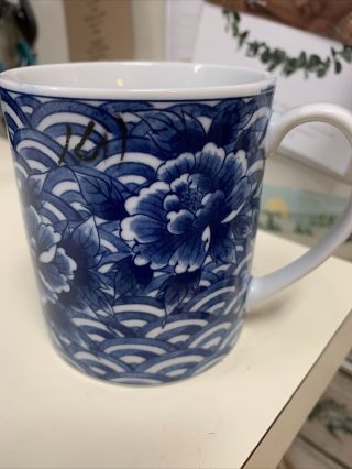 Vintage Takahashi San Francisco Hand Painted Coffee Mug Tea Cup Blue White