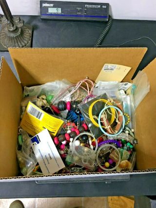 91/2 Lbs Vintage - Costume Junk Jewelry Parts Scrap Crafting Supplies 4