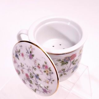 Vtg Andrea By Sadek Tea Cup Strainer Infuser Lid Made In Japan Floral