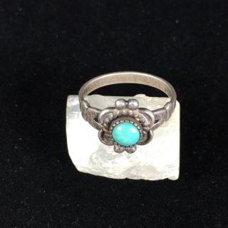 Vintage Sterling Silver Old Pawn Ring Turquoise Size 5 Hallmarked Southwest 925