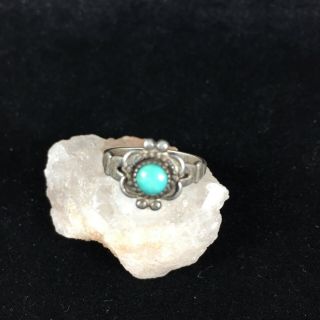 Vintage Sterling Silver Old Pawn Ring Turquoise Size 5 Hallmarked Southwest 925 2