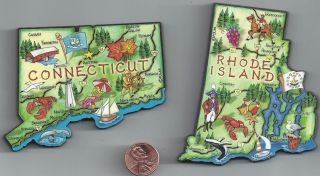 Rhode Island And Connecticut Ct Jumbo Artwood State Map Magnet Set Of 2