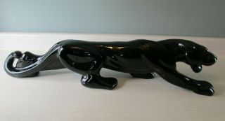 Vintage 25” Long Glossy Stalking Black Panther Ceramic Figure Statue.