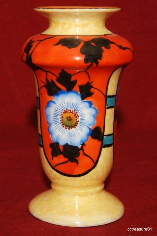 Vintage Japanese Sakuraware 7 " Pottery Porcelain China Hand - Painted Vase