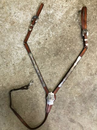 Vintage Mexico Silver Western Breast Collar 4 Show Saddle