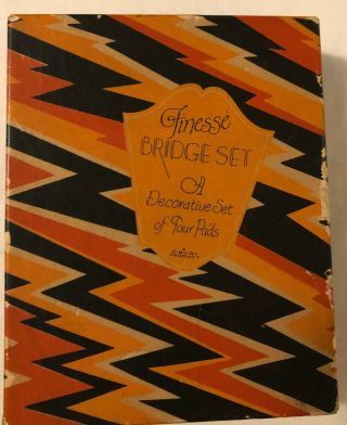 Vintage Art Deco Box “finesse” Bridge Set Score Pads (3 Out Of 4) By Gibson Usa