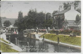 Rare Vintage Postcard,  Mapledurham Canal Lock,  Arrival Of Oxford Boat,  1915