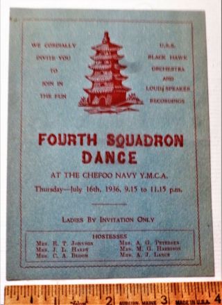 1936 Chefoo Navy Ymca Fourth Squadron Dance - Uss Black Hawk Orchestra