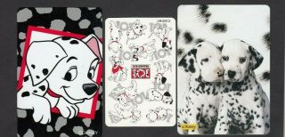 3 Swap Playing Cards 1980s Vintage Walt Disney 101 Dalmations Cute Puppy Dogs