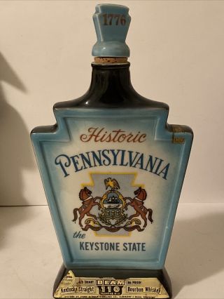 Vintage 1967 Jim Beam Historic Pennsylvania Regal China Bourbon Whiskey Decanter
