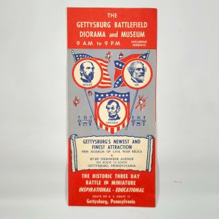 1960s Gettysburg Battlefield Diorama & Museum Vintage Travel Brochure Patriotic
