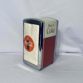 Vintage 1992 Have A Coke Coca Cola Metal Napkin Holder Dispenser With Napkins