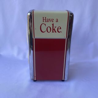 Vintage 1992 Have A Coke Coca Cola Metal Napkin Holder Dispenser With Napkins 3