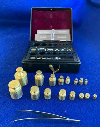 Vintage Ohaus Scale Corp Apothecary Brass Weights Pharmaceutical Chemist 3
