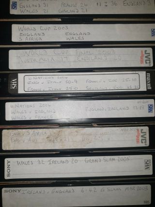 8 X Vintage Vhs Tapes Rugby 6 Nations 2004 World Cup 2003