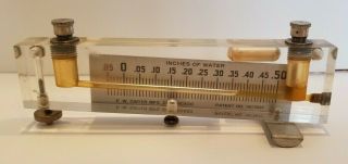 Vintage F.  W.  Dwyer Manufacturing Manometer Water Acrylic Instrument