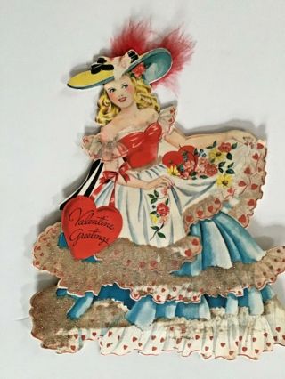 A Magnificent Vintage Die Cut Large Valentine Card From The 30’s Or 40’s