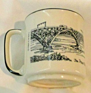 3 1/2 " Ceramic Mug The Peace Bridge International Border Buffalo Ny 1984