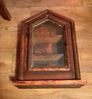 Vintage Antique Wood Display Case Shadowbox Apothecary Cabinet Shelf Folk Art