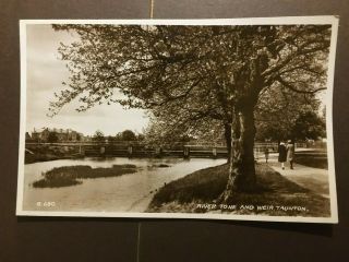 Vintage Postcard Of The River Taun & Weir,  Taunton.  (lot329)