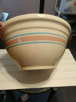 Vintage - Mccoy - 14 Inch Pink And Blue Striped Mixing/bread Bowl - Oven Ware - Usa