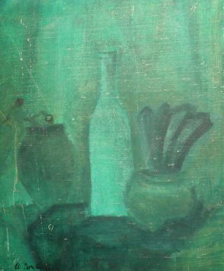 Vintage French Abstract Still Life Oil Painting Signed Le Corbusier