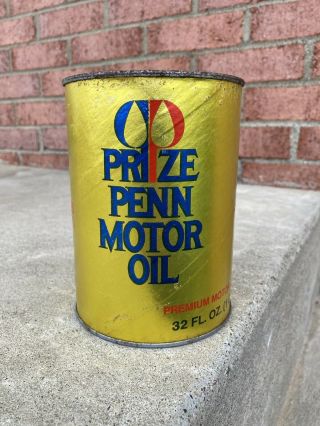 Vintage Prize Penn Motor Oil One Quart Can - Pittsburgh Penn Oil Company 1960’s