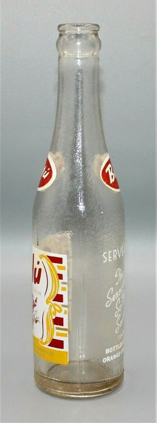 4644 Vintage Very Rare BIDU Clear Glass Tri - Color ACL Soda Bottle Caldwell KS 2