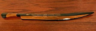 Vintage Fiji Hand Carved Folk Art Wooden Letter Opener Knife 18.  75” Souvenir