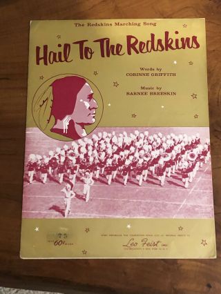 Vintage Nfl 1959 “hail To The Redskins”sheet Music Football Rare
