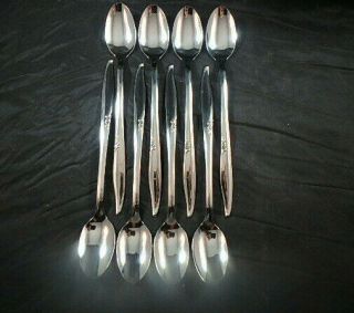 8 Vtg Kenwood Forever Rose Iced Tea Spoons Stainless Steel Flatware - Usa