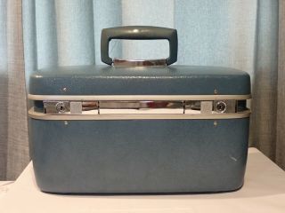 Vintage Samsonite Concord Train Case Makeup Cosmetic Blue Suitcase