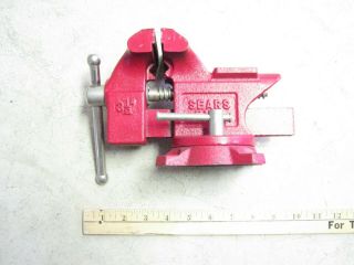 Vintage Red Sears Craftsman Bench Vise No.  5178 3.  5 " Jaw Swivel Anvil Bench Vise