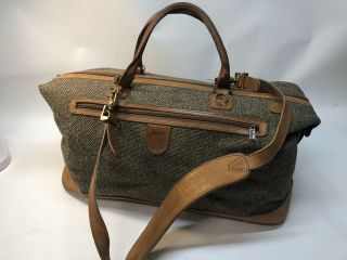Vintage Hartmann Tweed And Leather Luggage Large Duffle Bag - Carry On - Euc