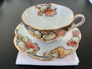 Vintage Hand Painted Nippon Tea Cup And Saucer
