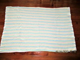VTG THERMAL PASTEL STRIPE WAFFLE WEAVE 100 COTTON BABY CRIB BLANKET MADE IN USA 2